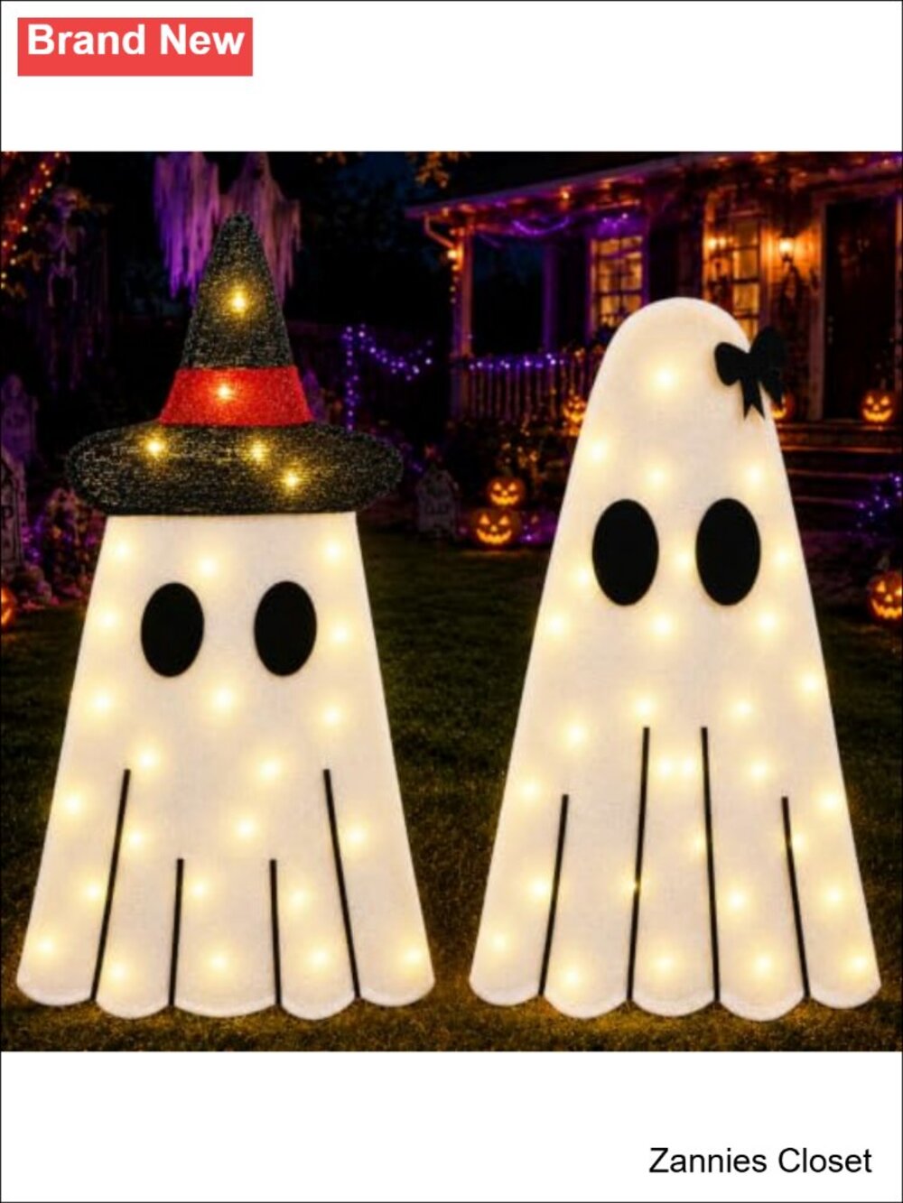 👻 2 Pack 30 Inch Halloween Light Up Ghost Outdoor Decorations with Witch Hat